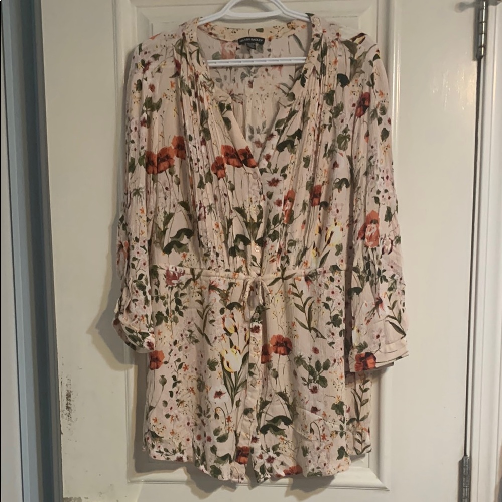 Hilary Radley Floral Light Pink Blouse